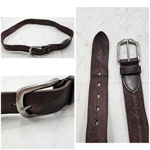 (JZ-96) John Varvatos 40MM V-Cut Washed Calf Belt In Dark Brown